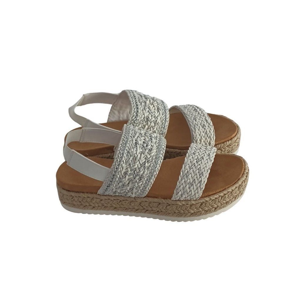 SUN + STONE KARLI SLING BACK WEDGE FLATFORM SANDALS SIZE 6M